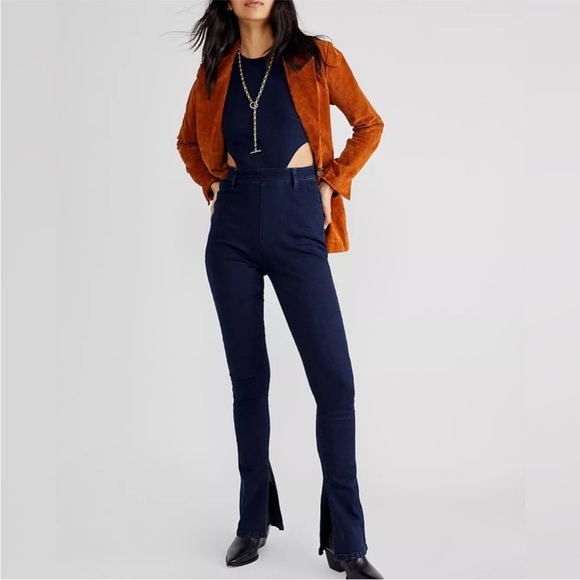 WEWOREWHAT CUTOUT SLIT STRETCH DENIM JUMPSUIT - Picture 4 of 12